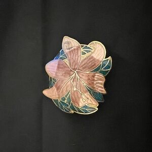 Floral Enamel Brooch with Gold Accents